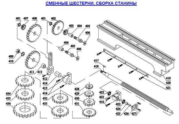 WM180V Складання станини та змінні шестерні токарного верстата